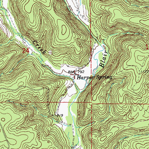 Topographic Map of McIntire Spring, MO