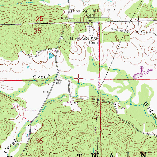 Topographic Map of Hartman Creek, MO
