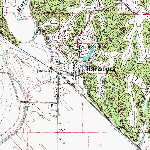 Topographic Map of Hartsburg, MO