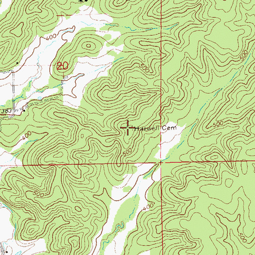 Topographic Map of Harwell Cemetery, MO