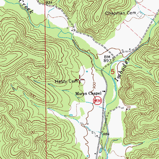 Topographic Map of Hasty Cemetery, MO