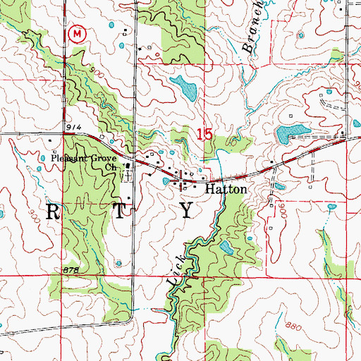 Topographic Map of Hatton, MO