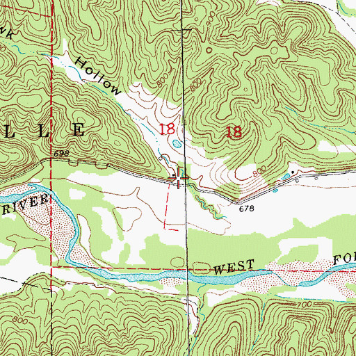 Topographic Map of Hawk Hollow, MO