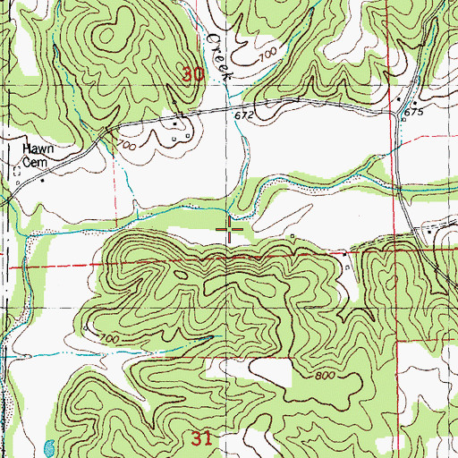 Topographic Map of Hawn Creek, MO
