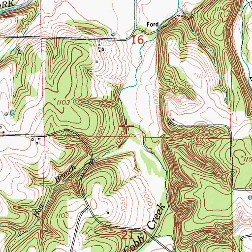 Topographic Map of Hay Branch, MO