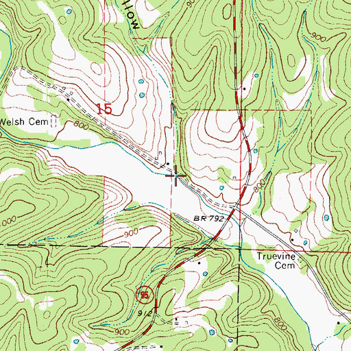 Topographic Map of Hay Hollow, MO