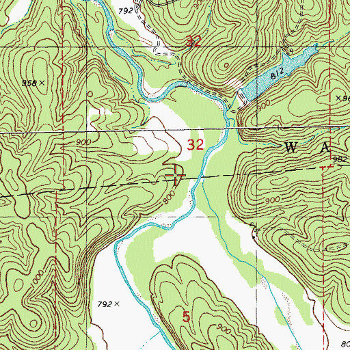 Topographic Map of Hazel Creek, MO