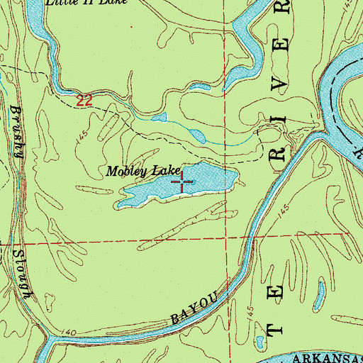 Topographic Map of Mobley Lake, AR