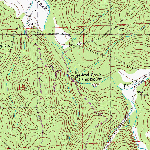 Topographic Map of Hazel Creek Campground, MO