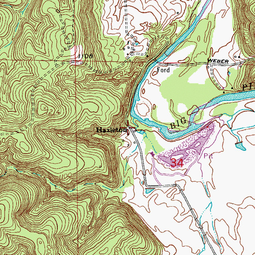 Topographic Map of Hazleton, MO