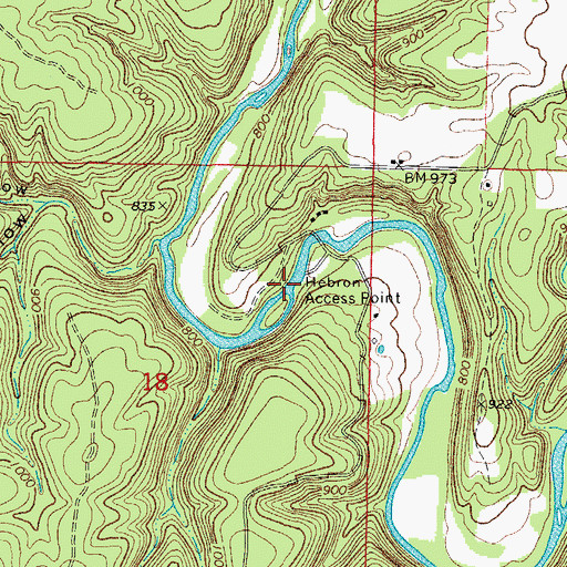 Topographic Map of Hebron Access Point, MO