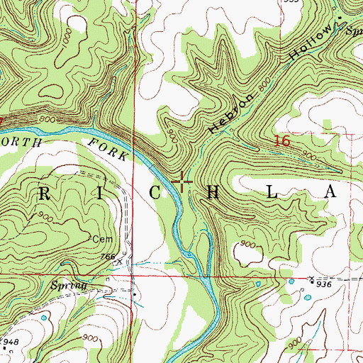 Topographic Map of Hebron Hollow, MO