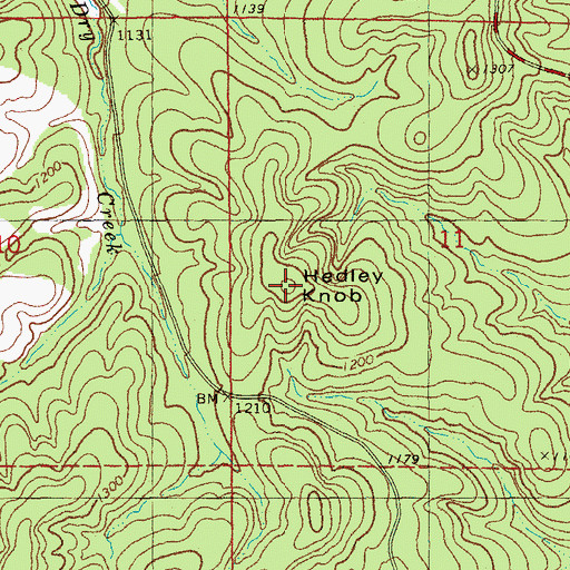 Topographic Map of Hedley Knob, MO