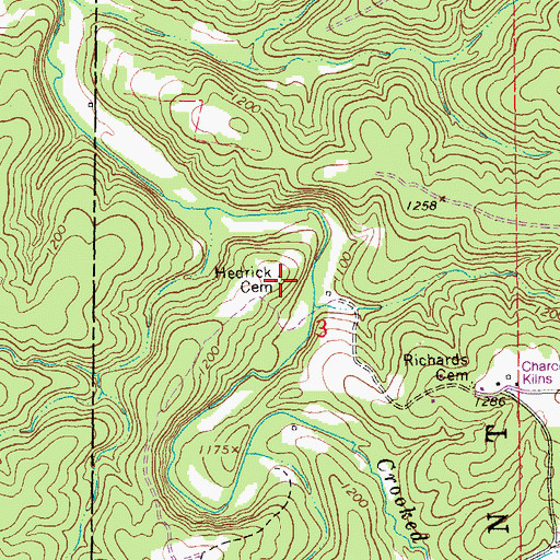 Topographic Map of Hedrick Cemetery, MO