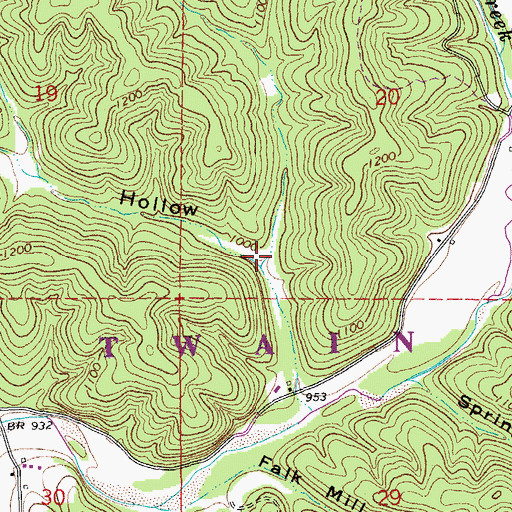 Topographic Map of Hellums Hollow, MO