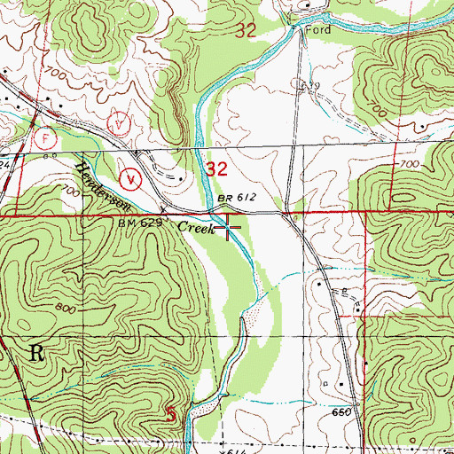Topographic Map of Henderson Creek, MO