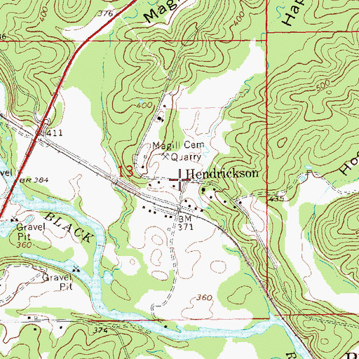 Topographic Map of Hendrickson, MO