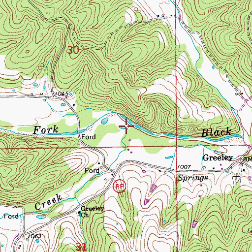 Topographic Map of Henpeck Creek, MO