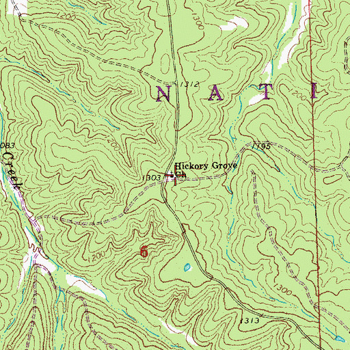 Topographic Map of Hickory Grove Church, MO