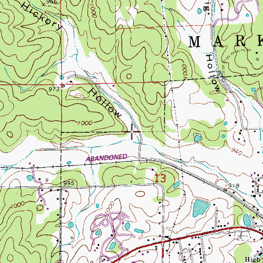 Topographic Map of Hickory Hollow, MO