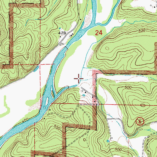 Topographic Map of Hickory Hollow, MO
