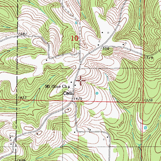 Topographic Map of High Lonesome School, MO