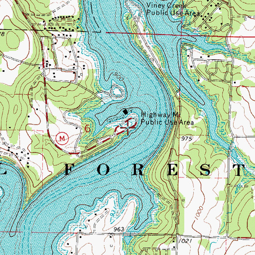 Topographic Map of Highway M Public Use Area, MO