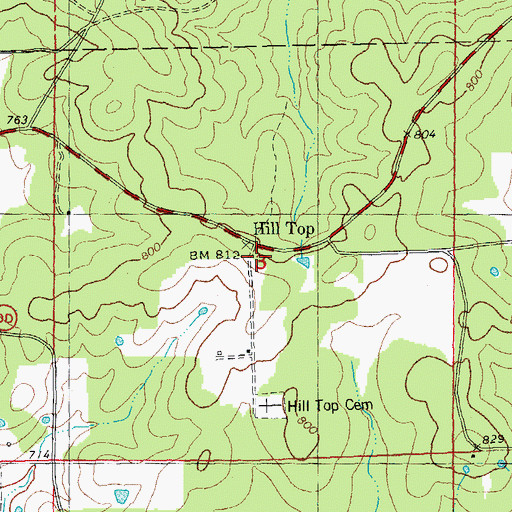 Topographic Map of Hill Top, MO