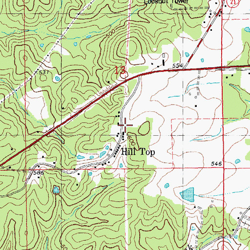 Topographic Map of Hill Top, MO