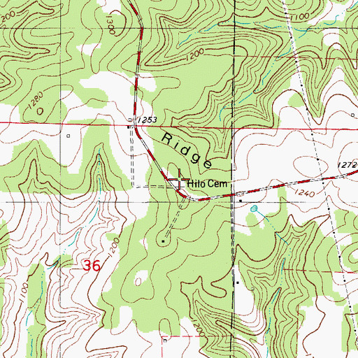 Topographic Map of Hilo Cemetery, MO