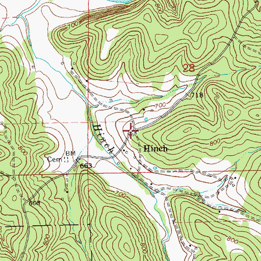 Topographic Map of Hinch, MO