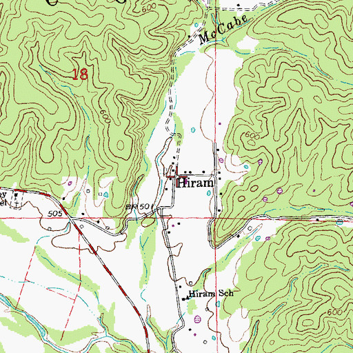 Topographic Map of Hiram, MO