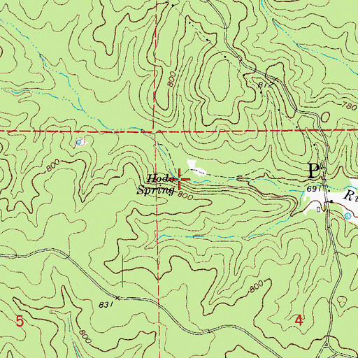 Topographic Map of Hodo Spring, MO