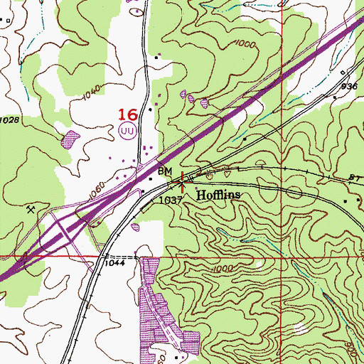 Topographic Map of Hofflins, MO