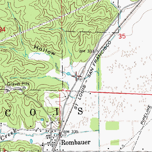 Topographic Map of Hoffman Hollow, MO
