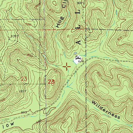 Topographic Map of Hog Cliff Hollow, MO