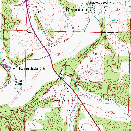 Topographic Map of Hog Creek, MO