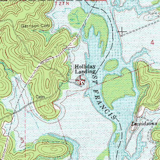 Topographic Map of Holliday Landing, MO