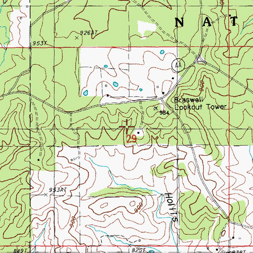Topographic Map of Hollis School (historical), MO