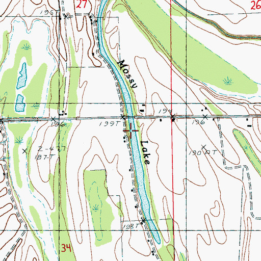 Topographic Map of Mossy Lake, AR