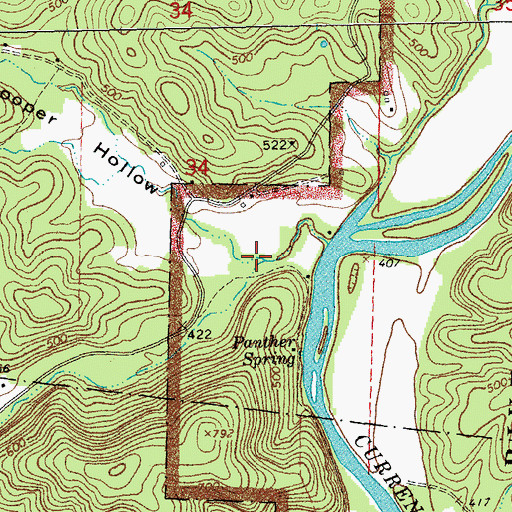 Topographic Map of Hooper Hollow, MO