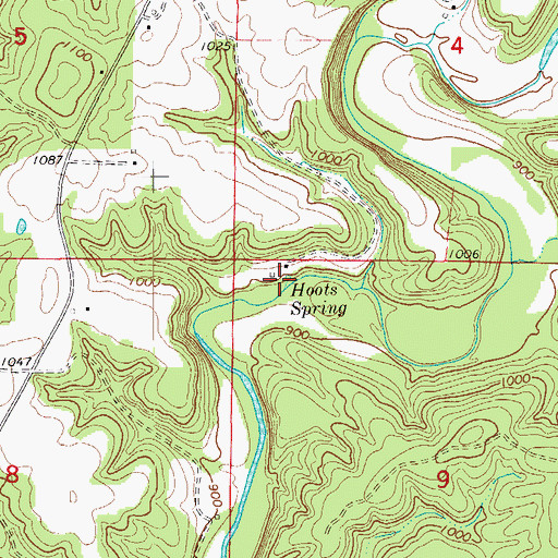 Topographic Map of Hoots Spring, MO
