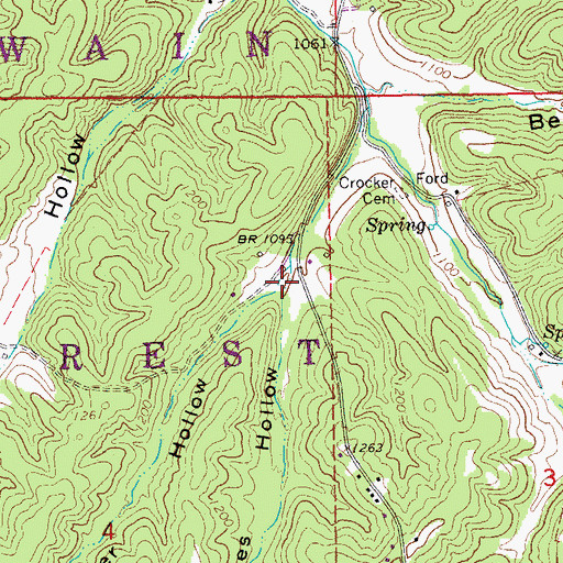 Topographic Map of Hoover Hollow, MO