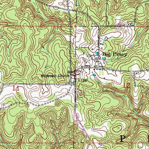 Topographic Map of Hopewell Church, MO