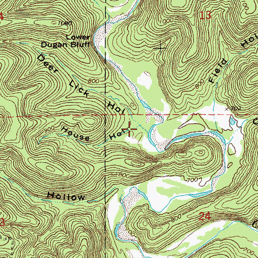 Topographic Map of House Hollow, MO