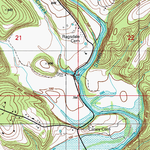 Topographic Map of Houseman Creek, MO