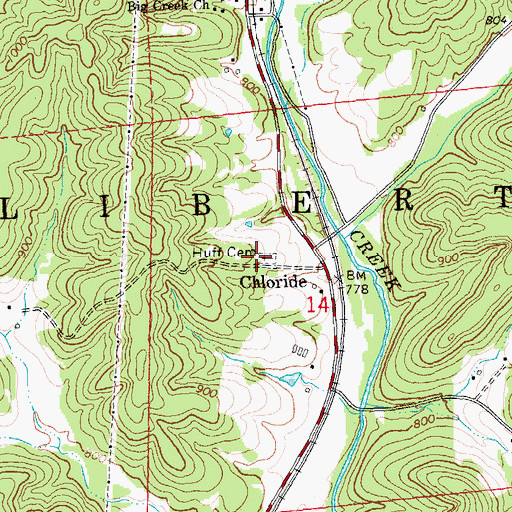 Topographic Map of Huff Cemetery, MO