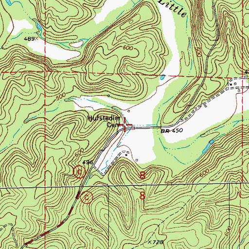 Topographic Map of Hufstedler Cemetery, MO