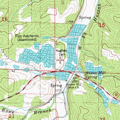 Topographic Map of Hughes Cemetery, MO