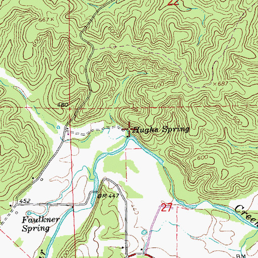 Topographic Map of Hughs Spring, MO